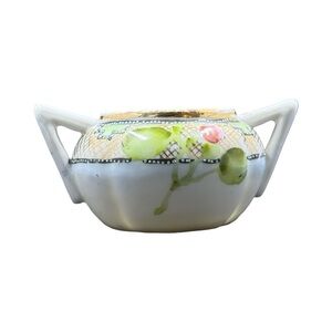 Vintage Hand Painted Nippon Sugar Bowl with handle Floral Gilded design